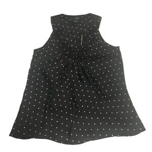 NWT Spence top Womens Medium black white polka dot sleeveless pleated Classic